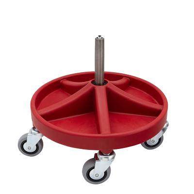 Work Stool with seat in PU foam, footrest with 5 compartments, 5xØ75 wheels and height 350-470 mm (RED)