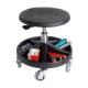 Work Stool with seat in PU foam, footrest with 5 compartments, 5xØ75 wheels and height 350-470 mm (GREEN)