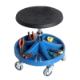 Work Stool with seat in PU foam, footrest with 5 compartments, 5xØ75 wheels and height 350-470 mm (BLUE)