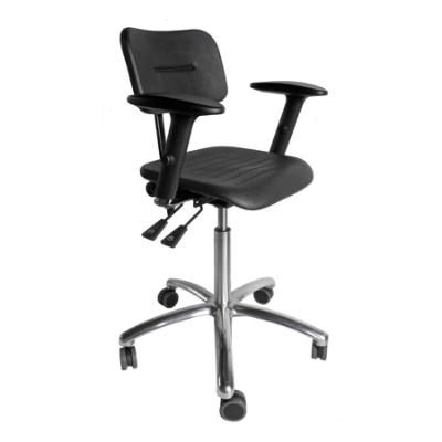 DYNAMO work chair with seat and back in PU foam, castors and adjustment of seat and back (600-860 mm)