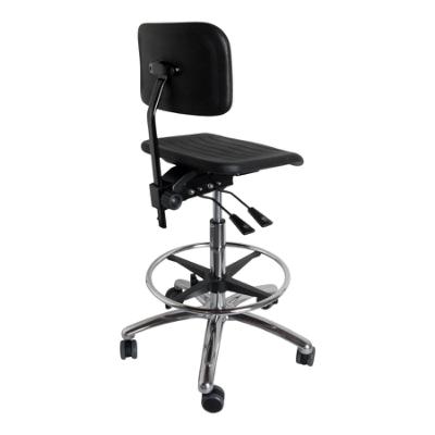 DYNAMO work chair with seat and back in PU foam, castors and adjustment of seat and back (600-860 mm)